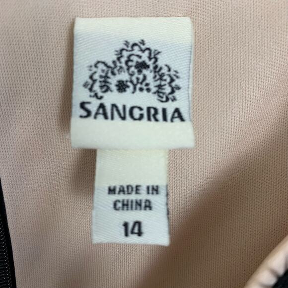 Sangria Women's 14 Black Lace Pink Lined Midi Bodycon Sheath Dress NWT - Picture 14 of 16